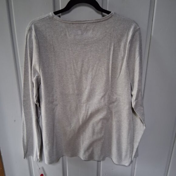 Talbots Cotton Round Neck Heather Gray Long Sleeve Tee NWT Sz XL - Picture 3 of 3